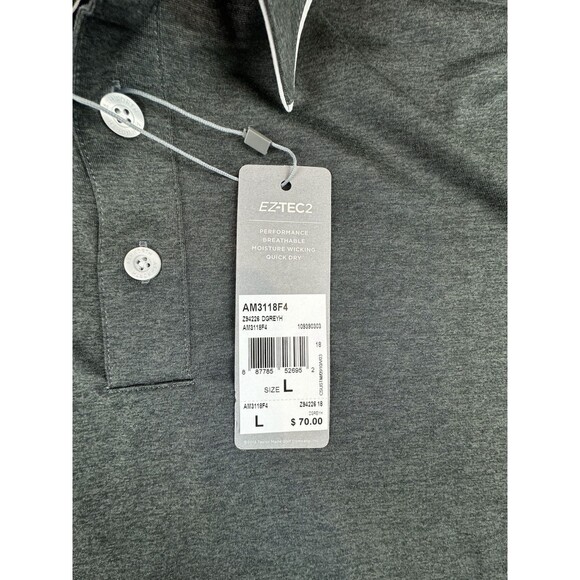 Ashworth Mens Polo Size Large Shirt Green Golf Performance Breathable Quick Dry - Picture 9 of 11